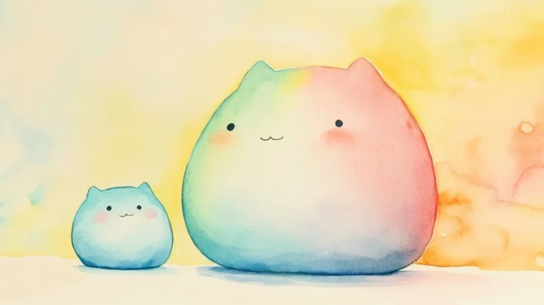 Illustration of one big and one small Squishmallow.