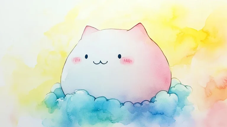 Illustration of a Squishmallows on a cloud.
